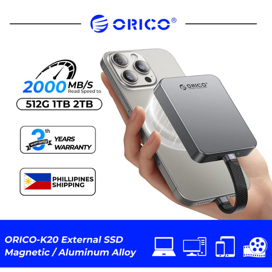 ORICO Magnetic External SSD 512GB 1TB 2TB 4K ProRes Video Storage Portable SSD for Phone, Computer, Tablet, Laptop