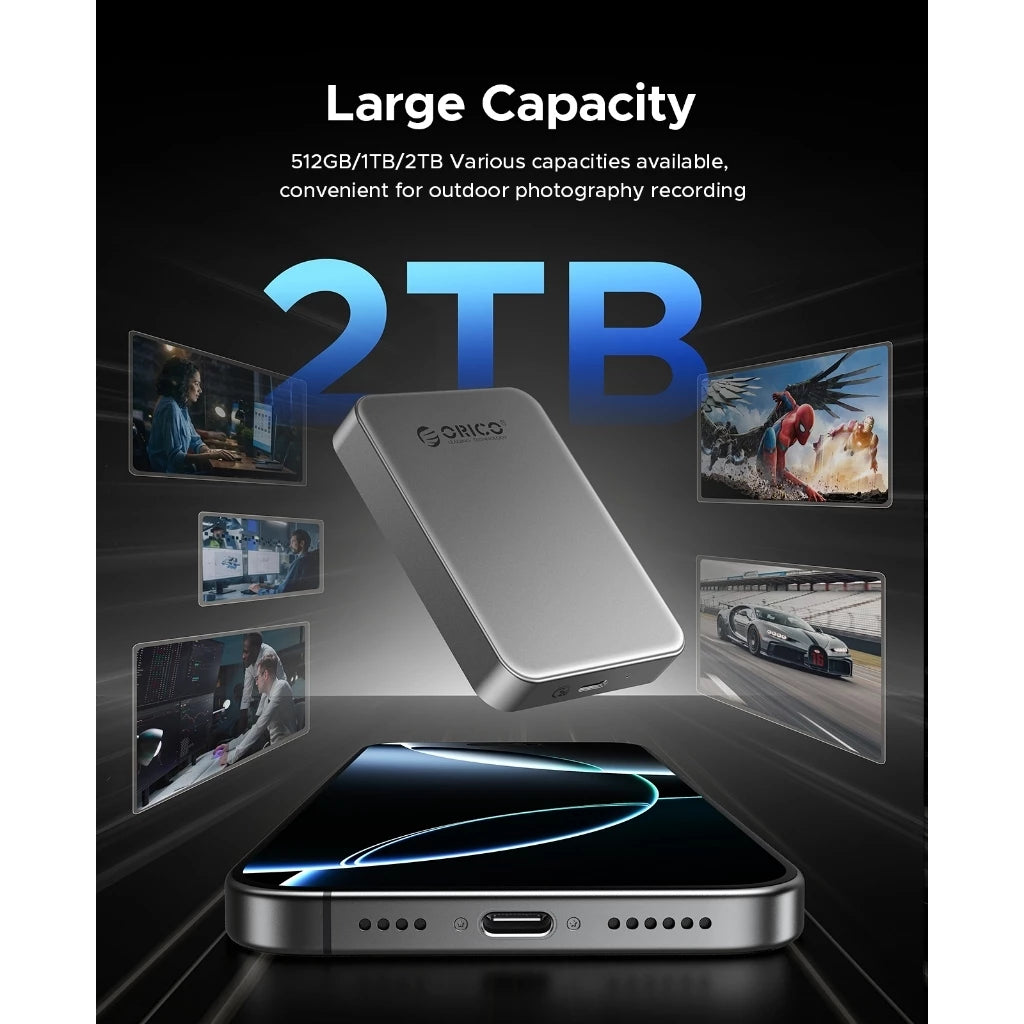 ORICO Magnetic External SSD 512GB 1TB 2TB 4K ProRes Video Storage Portable SSD for Phone, Computer, Tablet, Laptop